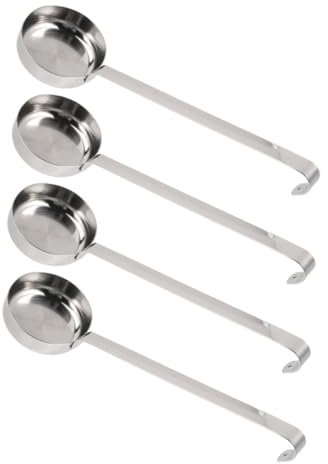 Happyyami 4pcs Stainless Steel Sauce Ladles for Pizza and Soup Precision Serving Spoons for Tomato Sauce Gravies and Soups Essential Kitchen Utensils for Accurate Portion Control