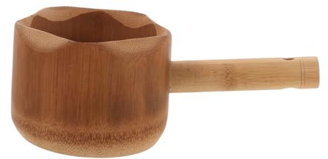 PERSELOSO Bath Accessories Bamboo Water Scoop Ladle Steam Shower Ladle Lanyard for Comfortable to Hold