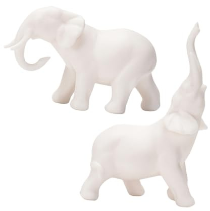 DONFAMDS 2stücke Weiße Porzellan-Elefanten Kreative Tierfigur Für Zuhause Garten Und Miniatur-Dekoration Für Hochzeiten Und Besondere Anlässe