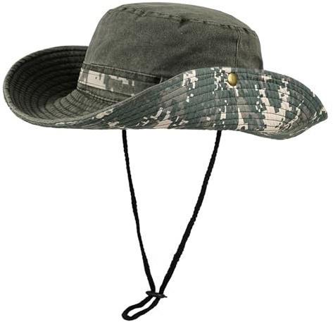 TAGVO Reversibel Fischerhut Unisex, Verstellbarer Beidseitigen Anglerhut Camouflage, Camo Sonnenhüte Atmungsaktiv Boonie Hut Breiter Krempe UV-Schutz, Faltbarer Outdoor Eimer Hut für Herren Damen