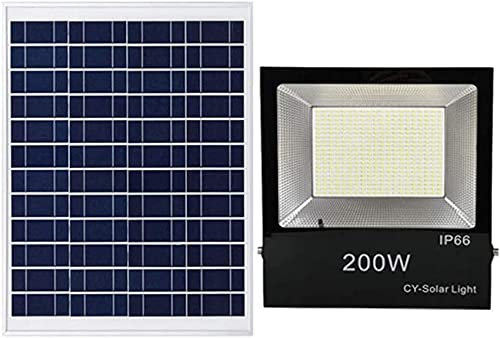 Foco LED solar con control remoto, luz de seguridad con sensor exterior de 200 W, paneles solares IP66, lámparas de seguridad impermeables para cobertizos, vallas publicitarias, jardines y patios.