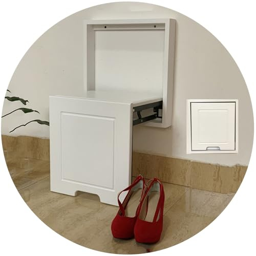 Sedia pieghevole compatta da parete, sgabello solido, spessore 6,8 cm, 40 x 40 cm, per ingresso e cambio scarpe, balcone, facile installazione (colore: bianco)