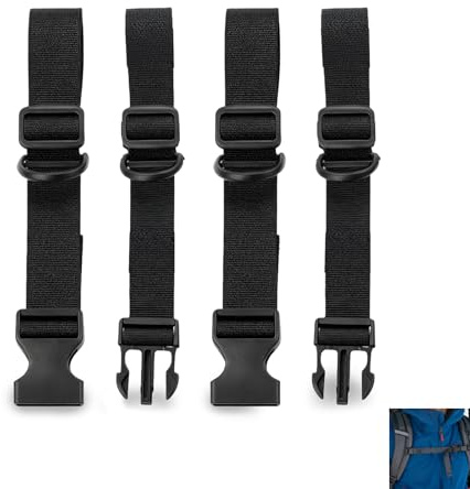 Nirvazleen Adjustable Chest Strap for Backpack - 2-Pair Quick Release Sternum Strap with Slide D-Ring, Universal Replacement Belt for Hiking, Travel & Tactical Backpacks (Black)