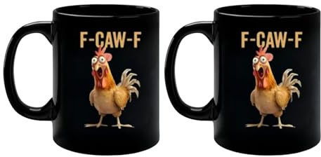 F-Caw-F Kaffeetasse Lustige Hühner Tasse, 2er-Pack F-Caw-F Hahn Keramik Kaffeetassen, Hühnerförmige Becher Mit Gebogenem Henkel Für Zuhause Geschäft Frauen Mutter Dame Bauernhof Frühstück Morgen