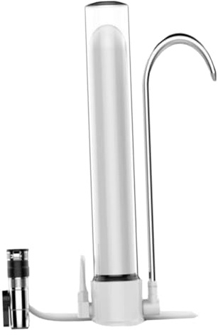 OUNONA Countertop Faucet Water Filter Purifier with Visible Shell Metal Ceramic Plastic Construction Easy Installation for Kitchen Bathroom Removes Chlorine Household Water Filtration