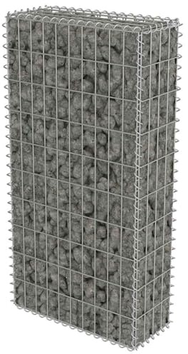 Gecheer Gabbione in acciaio zincato, struttura robusta per contenimento pietre e ghiaia, dimensioni 50x20x100 cm, griglia stabile per giardino e progetti paesaggistici