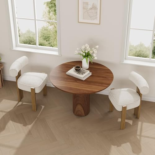 Towallmark Esszimmerstühle & Küchenstühle 2Er Set | Gepolsterter Polsterstuhl Mit Bouclé-Bezug | Moderner Stuhl Für Esszimmer Und Perfekt Als Esstisch Stühle | Armlehnlos Mit Holzbeinen