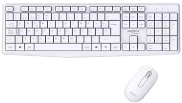 Tastiera e mouse (Pack) Multimedia Membrana Mouse Sensore ottico Approx APPMX420W | Wireless 2.4GHz, Bianco