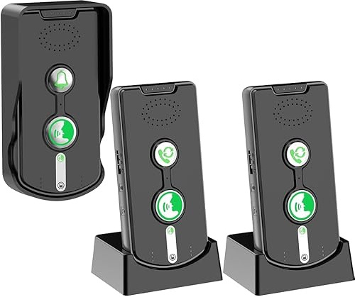 Funkklingel mit Gegensprechanlage, 500m Kabellose Sprachsprechanlage Türklingel, wasserdichte Kabellose Gegensprechanlage für Zuhause, Büro, Krankenhaus – 3er-Pack
