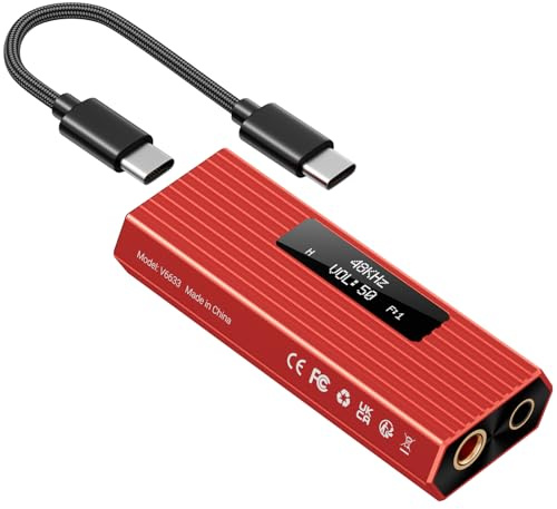 Amplificatore cuffie DAC USB-C portatile Hi-Fi ES9038Q2M, DSD256/PCM 384kHz 32bit, uscite 3,5mm + bilanciata 4,4mm, compatibile iPhone 15/16, Android, PC, Mac