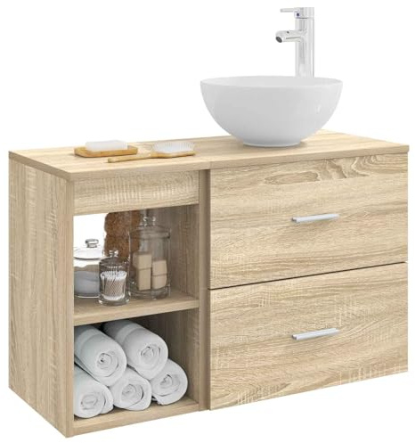 vidaXL Badrumsmöbelset 2 pcs Sonoma-ek Konstruerat trä,