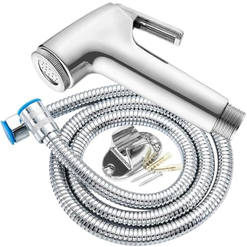 Universal Chrome Muslim Shower Handheld Head and Hose Bidet Hose Hygienic Shower Spray Tap for Toilet,Bathroom Sprayer