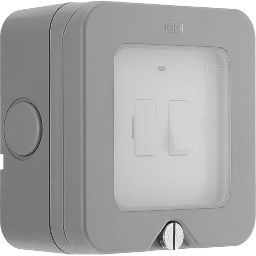 BG Electrical Outdoor Switched Fused Connection Unit with LED Power Indicator, Weatherproof Fused Spur Switch, Grey, 13A, IP66 Rated, WP53