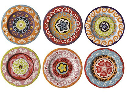 Nador Mix Rim Plates, Porcelain, Multi-Colour, 13 x 0.1 x 0.1