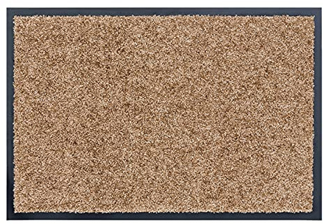 Hochwertige waschbare Schmutzfangmatte innen - Sand 90x250 cm (Rechteckig) | Fussmatte bei 30° C waschbar Fußmatte rutschfeste Läufer Schuhablage Flur Türmatte strapazierfähig Küchenläufer pflegeleicht