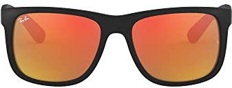 Ray-Ban Unisex Justin Sonnenbrille, Schwarz (Gestell: Schwarz, Gläser: Rot Verspiegelt 622/6q), Medium (Herstellergröße: 51) EU