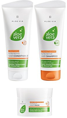 LR Aloe Via Aloe Vera Nutri-Repair Hårvårdsset: Set med schampo, balsam och hårmask för friskt, glänsande hår ända till spetsarna – reparerar och skyddar mot hårbrott