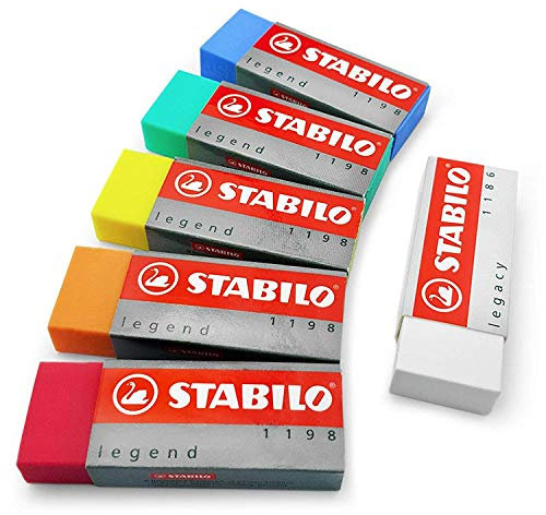 Stabilo „Legend & Legacy“ Kunststoff-Radiergummi-Set aus 6 Radiergummis – von jeder Farbe einer