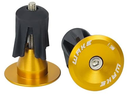 CYSKY Tappi per Manubrio della Bicicletta 1 Paio per la Maggior Parte delle Biciclette, Mountain Bike, Bici da Strada, MTB, BMX (Oro)