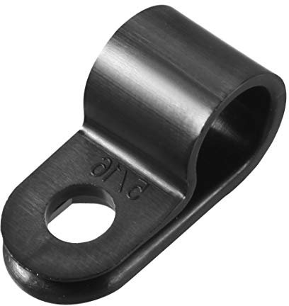 sourcing map 50Pcs Nylon R-Type Cable Clamp Organizer Cord Clips for Wire Management 7.9mm Black CC-1.5