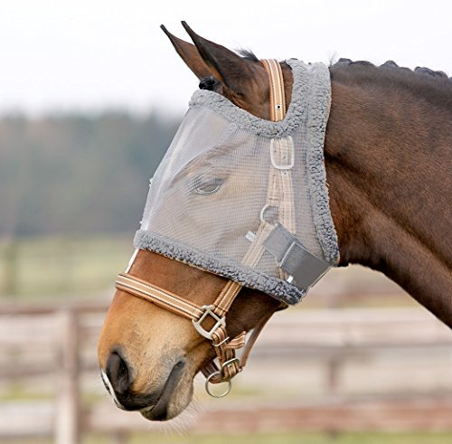 Masque anti-mouches pour chevaux sans protection pour les oreilles Shetland à extra complet (Gris, poulain)