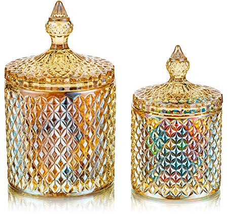 Platos Para Dulces Con Tapas Recipientes Para Dulces Galletas De Vidrio Tarro Ámbar Para Buffet De Dulces Platos Para Buffet De Dulces Para Fiestas, Bodas, Exhibición, Harina Pothecary