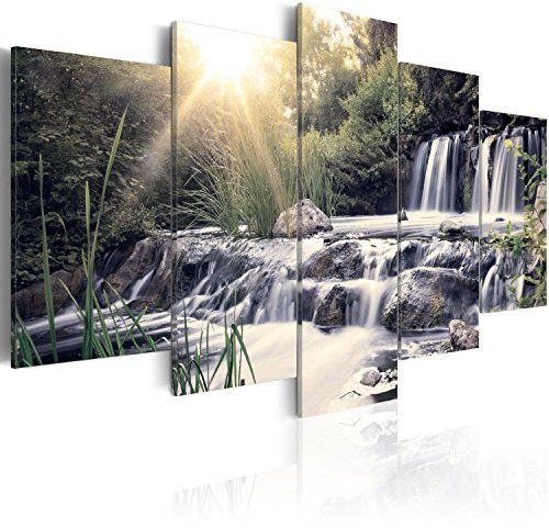 B&D XXL - Akustikbild Natur Landschaft 5 tlg - Bilder Akustikschaum Schallschutz Wand Deko Kunst Akustikpaneele Wandpaneele Schalldämmung Wandbild Schallabsorber Akustikplatten c-C-0026-b-p