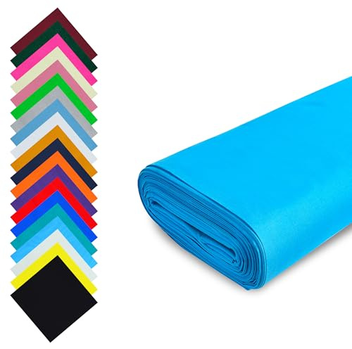 Fashion Track Türkis Stoff Baumwolle Meterware UK - 147,5cm breit - 100% Baumwollstoff Uni - 60 Quadrat - erhältlich in 20 Farben und 5 Größen (1 Meter, Türkis)