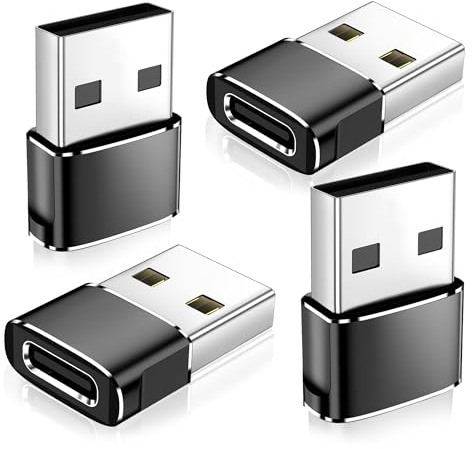 𝟒𝐏𝐚𝐜𝐤 𝐔𝐩𝐠𝐫𝐚𝐝𝐞𝐝 USB to USB C Adapter,Type-C Female to A Male Charger Converter for iPhone 17 Charger,iWatch Ultra SE 9 10,iPhone 17 Pro Max 16 15 14,Samsung S25,AirPods,iPad,Car,Xbox