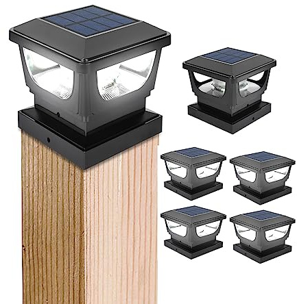 GEYUEYA Home Solar Post Lights for 3x3 4x4 inch Wooden Posts Cap, 6 Packs | Solar Post Cap Lights Fence Post Lights Outdoor for Pathway Wooden Posts Deck Cap Garden Yard Decoration