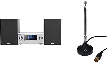 Kenwood M-9000S-S - Smart Micro Hi-Fi System mit Internetradio, DAB+, CD/USB und Audiostreaming, Farbe Silber & Oehlbach Radio Rod FM DAB+ Stabantenne für DAB+ FM UKW Stereo Radioempfang schwarz 17207