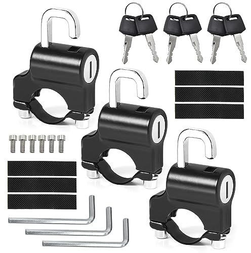Helmschloss, Motorrad Helmschloss, 3 Stück Universal Motorrad Helmschloss mit Schlüssel, Bicycle Helmet Lock Für Lenkerrohre Motorräder Fahrräder 22-28 mm