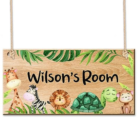 Personalised Bedroom Door Signs Wooden Room Decor Customise Gifts for Christmas Door Signs with Children's Names for Son Daughter Nephew Kids Toddler(Design 3)