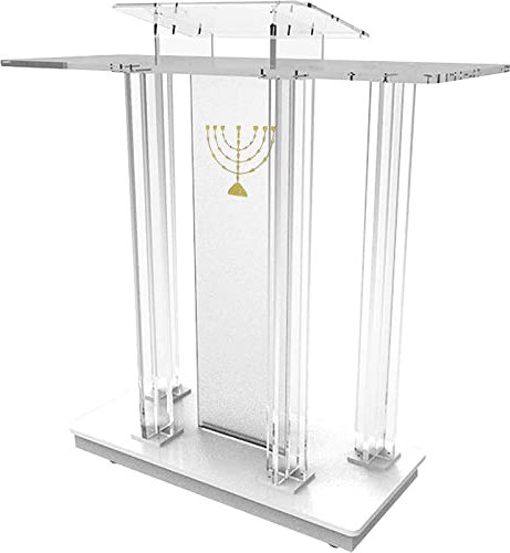 asdchZen Rollbarer Kanzeltisch, Transparentes Acryl-Podium Mit Rollen, Led-Rednerpult Auf Rollen, Gästetisch Für Den Empfang, Empfangstheke, Kirche, Schule, Transparent (Klar)