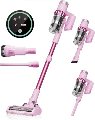Belife Aspiradora inalámbrica con batería, 45000 pa/550 W, 45 minutos de autonomía, motor sin escobillas, indicador LED, 6 en 1, aspiradora inalámbrica para pelo de animales, suelos duros, alfombra