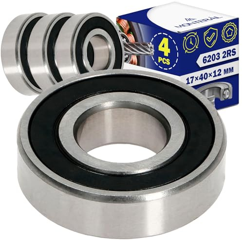 4 Stück Kugellager 6203 2RS für den Motor mit Größe 17 x 40 x 12 mm - MONTERAL