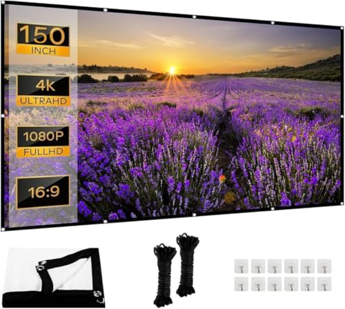 Tarent Leinwand Beamer, hochauflösende verdickte Beamer Leinwand, 16:9 HD faltbar Projektor Leinwände für Zuhause, Büro und Schule (150 Zoll)