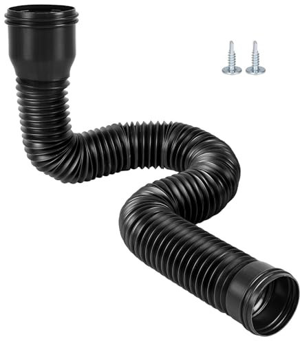 AROMUJOY Extensión de Canalón de Bajante, Extensor de Bajante de Canalón, Extensor de Canalón de Drenaje Flexible, Conector de Drenaje Extensible de 47 a 150 cm, Negro
