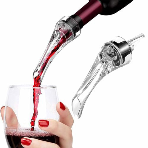 Décanteur de vin avec bouchon aérateur + eBook de dégustation – Bec verseur verseur anti-goutte pour une aération instantanée, spiritueux, bouteilles de vin rouge et blanc | Aérateur de reniflard