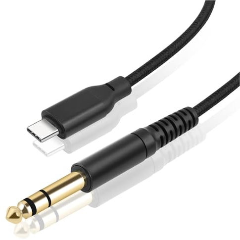 Câble Masculin USB C à 6,35 Mm, de Type C à 1/4 Pouce Cord D'adaptateur Audible Stéréo AUX Jack pour Le Haut-Parleur de Mélangeur Amplificateur, 10 Pieds (2m / 6,6 Pieds)