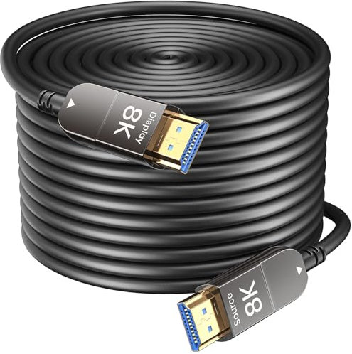 Siwket Câble Fibre Optique HDMI 8K 80m, Câble de Fibre Optique Ultra - Rapide HDMI 2.1 48gbps, Prise en Charge 8K@60Hz Et 4K@120Hz HD R Compatible avec Fire Roku Apple HDTV, Moniteur, Projecteur