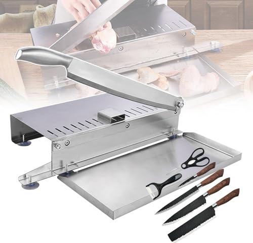 QUSYZD Manueller Fleischschneider, Fleischbeil aus Edelstahl, Multifunktions-Schneidemaschine mit 6-teiligem Messerset zum Schneiden von Rippchen, rohem Fisch, Mais, Kräutern, Hähnchenschenke,