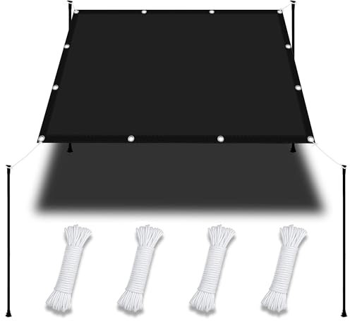 Vela Ombreggiante Rettangolare Impermeabile 6 x 10 m Protezione Raggi UV Parasole a Vela in Tessuto con Occhielli e Fascetta per Patio Pergola Cortile-Sabbia, Nero