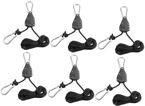ibasenice 6pièces Kit Corde à Cliquet Réglable Pour Lampe Plante Poulie Levage Lumière Croissance Suspension Tente Et Ventilateur Adapté Pour Ajustement Hauteur Lampe Horticole