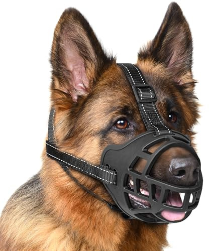 EcoEarth Muselière pour Chien - Muselière Panier Durable pour Chiens de Taille Moyenne - Taille Moyenne, Noire - Protège-Dents réglable et Respirant pour empêcher Les morsures et Les aboiements