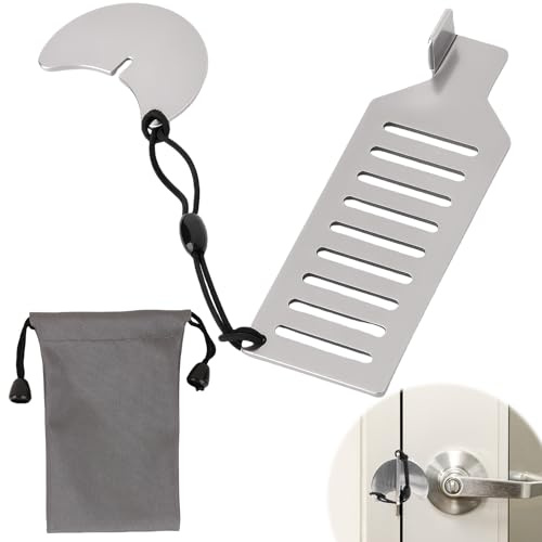 1 Pièce Serrure de Porte Portable Intérieure Sans Perçage Serrure en Acier Inoxydable Sans Trou Applicable Hôtels, Écoles, Appartements, Dortoirs