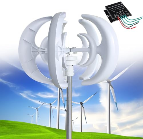 Kit generatore di turbina eolica da 12000 W, generatore di corrente alternata verticale a 5 pale da 12 V/24 V/48 V, avvio a bassa velocità del vento, ideale per casa e barca con controller