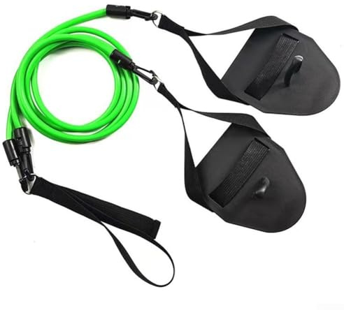 Yhenlovtt Elastisches Widerstands-Elastikband für den oberen Innenbereich, TPE, Dryland, Schwimmtrainer, abnehmbar, Trainingsbänder, Trainingsmaterial, Paddel, Körper (grün, 22,7 kg)