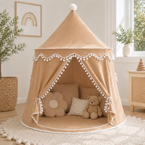 LIONHERZ® DAS ORIGINAL Spielzelt Baumwolle/Hanf | Kinderzelt Tipi Indoor | inkl. Tragetasche | stabil durch Fiberglasstangen | atmungsaktiv | Tippi Kinderzimmer | Spielhöhle für Mädchen & Jungen