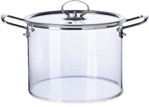 Xoeryoy Pentola in Vetro con Coperchio, Pentola Trasparente da 4 L con Doppio Manico in Acciaio Inossidabile, Pentole Vetro Resistente al Calore per Cucinare Pasta, Tagliatelle, Zuppa, Latte
